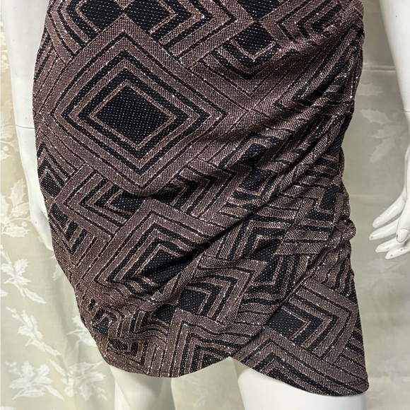 Mystic Brown Bodycon Mini Dress with Plunge Neckline and Flutter Sleeves - Picture 4 of 9